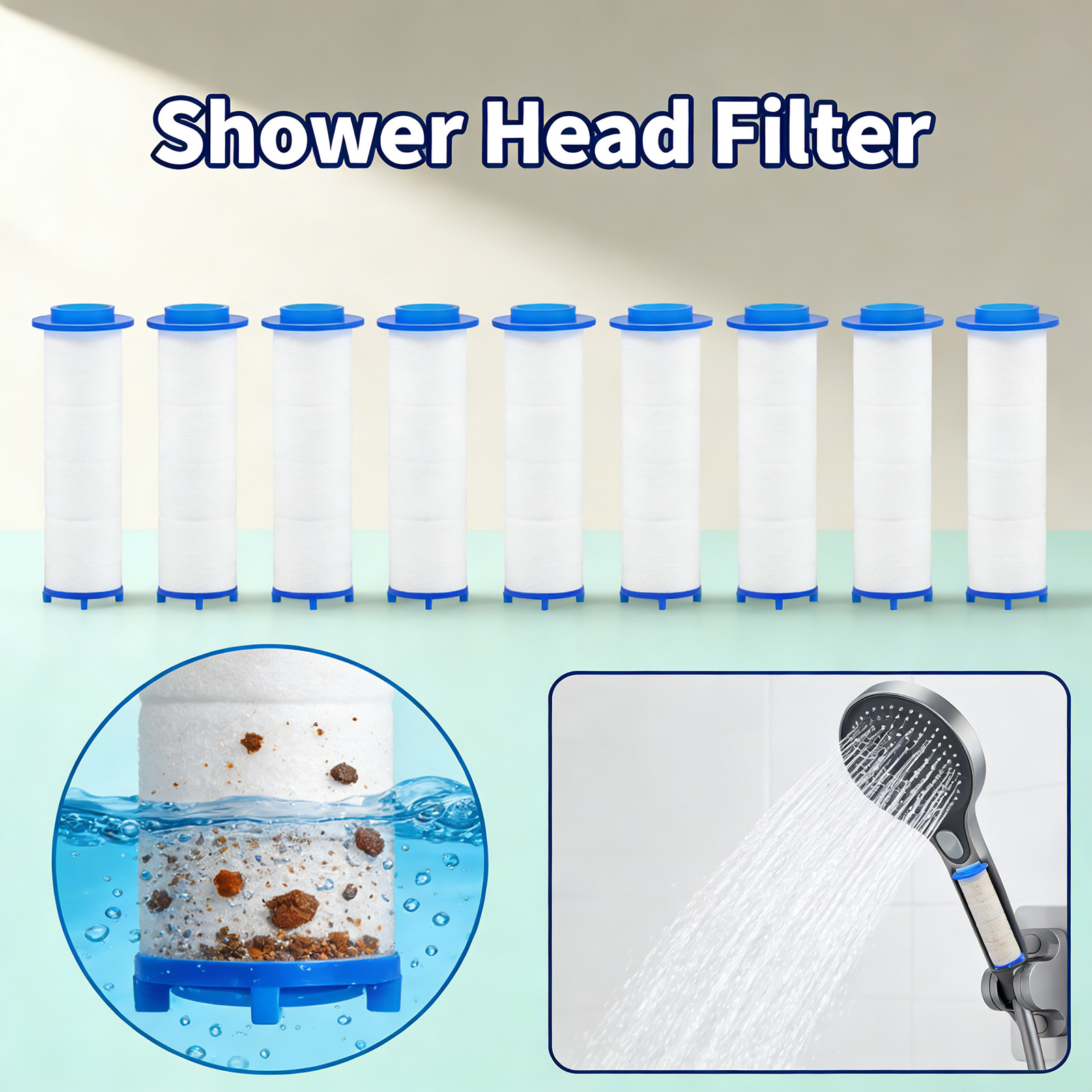 Water Filter Cartridge - Cartouche filtrante de remplacement pour douche,